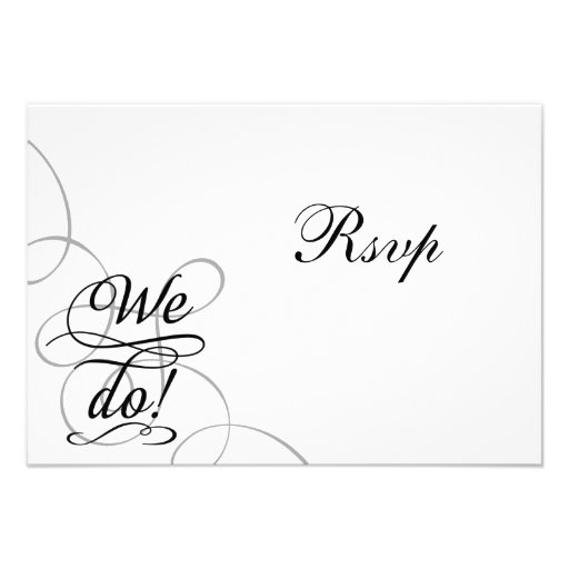 We Do, Swirly Black and White Wedding RSVP Card