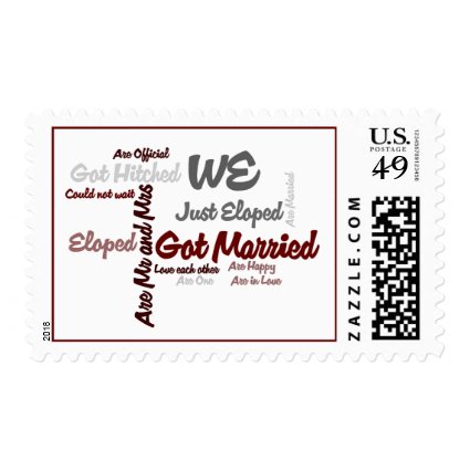 'We' Eloped | Got Married Word Cloud Postage Stamp