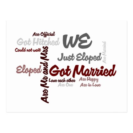'We' Eloped | Got Married Word Cloud Postcards