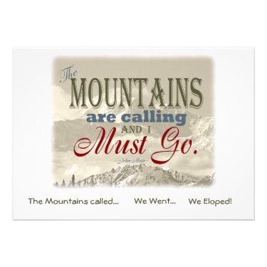We Eloped in Mountains Vintage; Muir-Mtns Called Personalized Invitations
