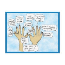 We Glove You Inspiration Cartoon Fingers Post Cards