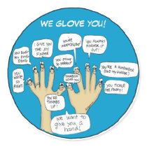 We Glove You Inspiration Cartoon Fingers Sticker