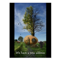 we have a new address, business postcards, change of address, new home, fairy house, relocating, house warming party, we have moved, moving postcard, moving house, we moved, fairytales, dreams, home, house, new address postcards, state, template, cool, new house, moving, moving notice, moving announcement, houk, art, surreal, unique, groovy, funky, eerie, magic, funny, fun, Postcard with custom graphic design