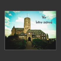 We have moved - castle motive cards postcards