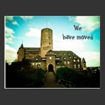 We have moved - castle motive cards postcards