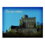 We have moved, New address, medieval castle card Post Card