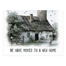 we have a new address, we have moved, new house, new home, hausewarming, moving house, house warming party, relocating, moving notice, new address, house, dreams, fairy house, cool, we moved, state, change of address, template, houk, unique, Postcard with custom graphic design