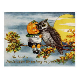We Hoot a Halloween Greeting To You Postcard