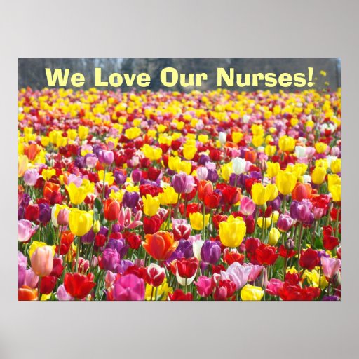 We Love Our Nurses! poster banner Tulips Flowers Zazzle