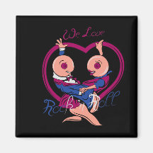 We Love Rock N Roll Heart Refrigerator Magnet