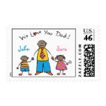 We Love You Dad Cartoon Family Happy Father's Day Stamps