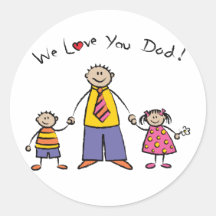 We Love You Dad Cartoon Family Happy Father's Day Sticker