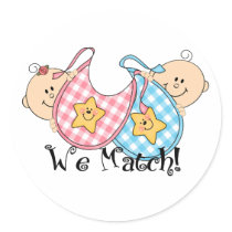 We Match Peeking Twins with Bibs 1 Girl, 1 Boy stickers by ifbabycouldtalk We Match Peeking Twins with Bibs 1 Girl, 1 Boy stickers