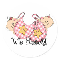 We Match Peeking Twins with Bibs 2 Girls stickers by ifbabycouldtalk We Match Peeking Twins with Bibs 2 Girls stickers