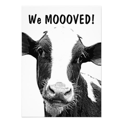 We Moved MOOO Cow Housewarming Party Invitations