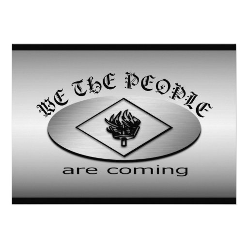 We the People Metallic Shield Logo with Torch Custom Invitation