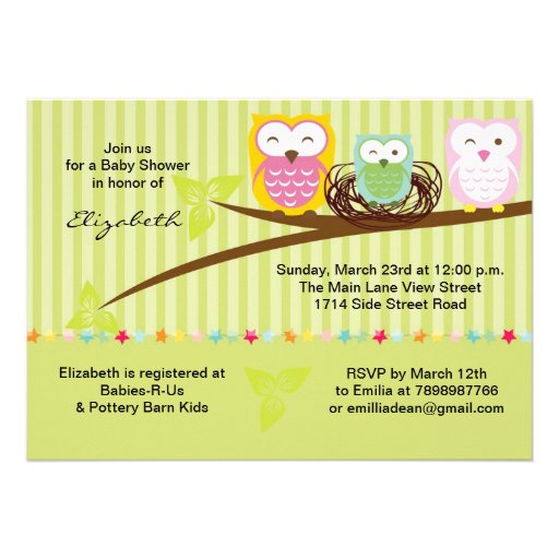We three owl family neutral baby shower invitation