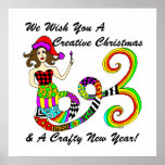 We Wish You A Creative Christmas Mermaid Print