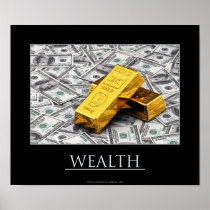 Wealth - gold bullions and dollar notes poster