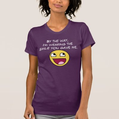 Wearing a smile tee shirt