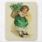 standard_mousepad - Vintage design features a young Irish girl with a basket of Shamrocks on her back. This wee Colleen is dressed in green with shamrock patterned petticoat showing. Design has been hand retouched. Front text says... The Wearing of the Green . More matching items in my store.: Sizes 