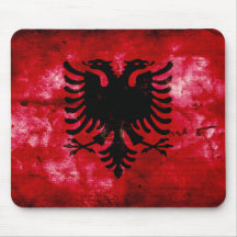 Weathered Albania Flag Mouse Pads