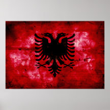 Weathered Albania Flag Print