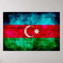Weathered Azerbaijan Flag Print