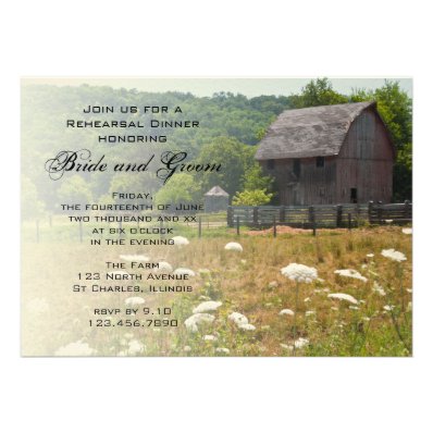 Weathered Barn Country Rehearsal Dinner Invitation