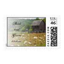 Weathered Barn Country Wedding Postage Stamp