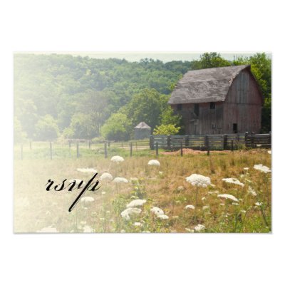 Weathered Barn Country Wedding Response Card Custom Invitations