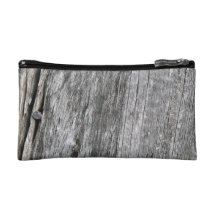 Weathered barn wood with nail cosmetic bag