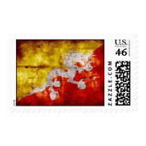 Weathered Bhutanese Flag Stamp