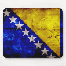 Weathered Bosnia Flag Mouse Pads