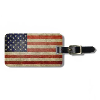 Weathered, distressed American Flag Tag For Luggage