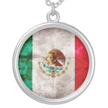 Weathered Mexican Flag Personalized Necklace