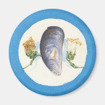 WEATHERED MUSSEL WITHERED FLOWERS REFRIGERATOR MAGNETS