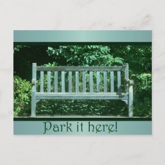 Weathered Park Bench postcard