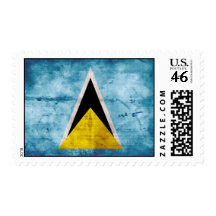 Weathered Saint Lucian Flag Stamp