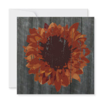 Weathered Sunflower & Barn Fall Wedding Invitation