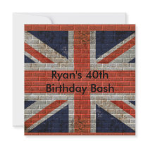 Weathered Union Jack on brick wall Personalized Announcements