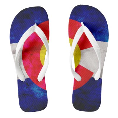 Weathered Vintage Colorado State Flag Flip Flops