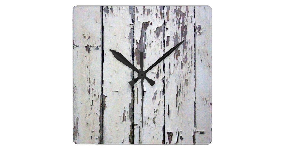 weathered white wood wall clock Zazzle