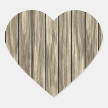 Weathered Wood Board Pattern Heart Stickers