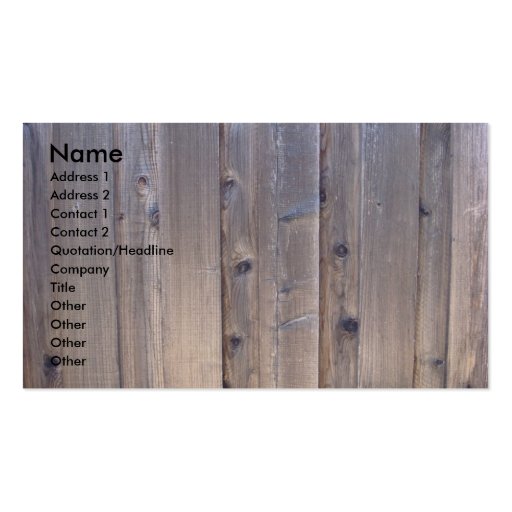 Weathered Wood Fence Business Card Template (front side)