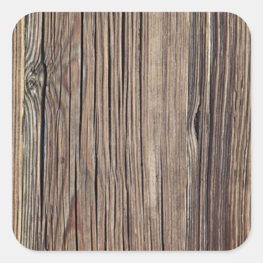 Weathered Wood Grain Plank Background Template Square Sticker | Zazzle