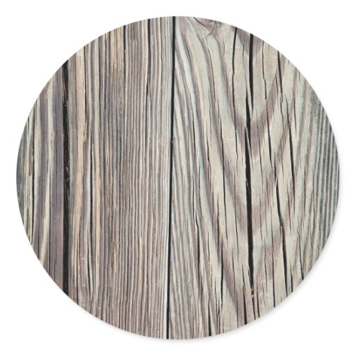 Weathered Wood Plank w Grain Background Template Classic Round Sticker