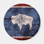 Weathered Wyoming Flag Fridge Magnets