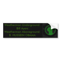 Weatherman above and Below Ground Ayers and Obama bumper stickers