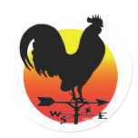 Weathervane Rooster Sunrise Round Sticker